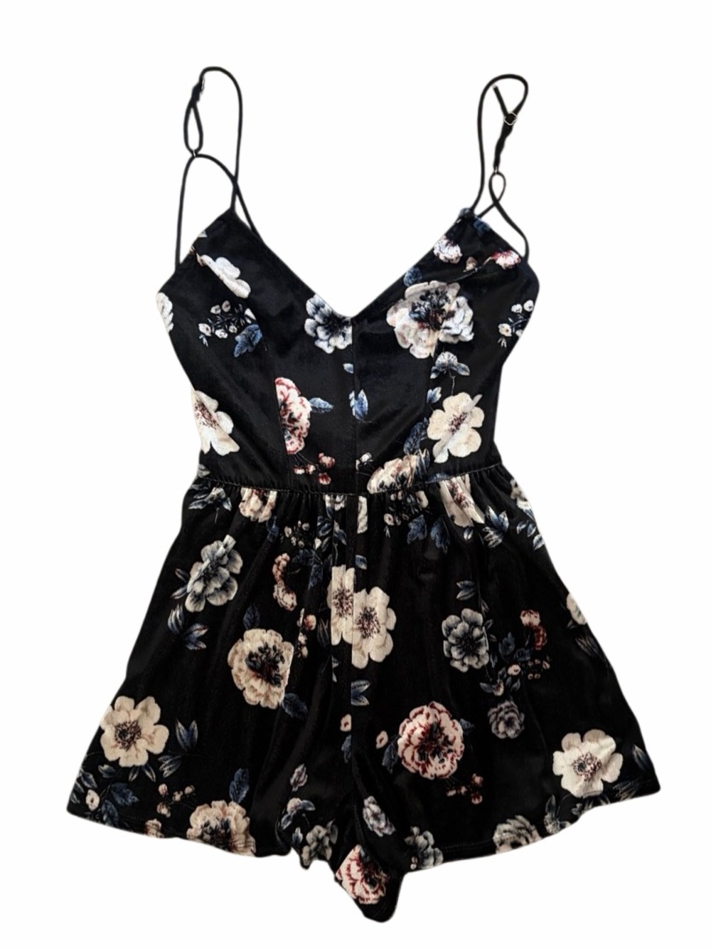 Ivy + Main Floral Black Spaghetti Strap Romper Size XS